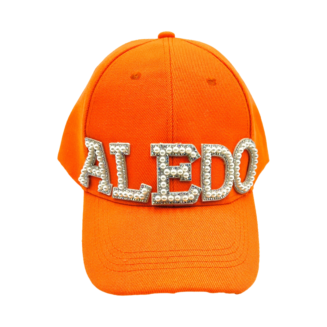 Aledo Pearl and Rhinestone Baseball Cap- Orange Classic Cap