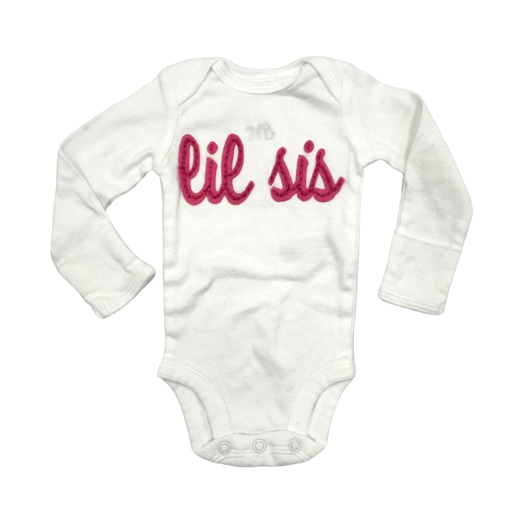 Custom Hand Embroidered Onesie- Lil Sis