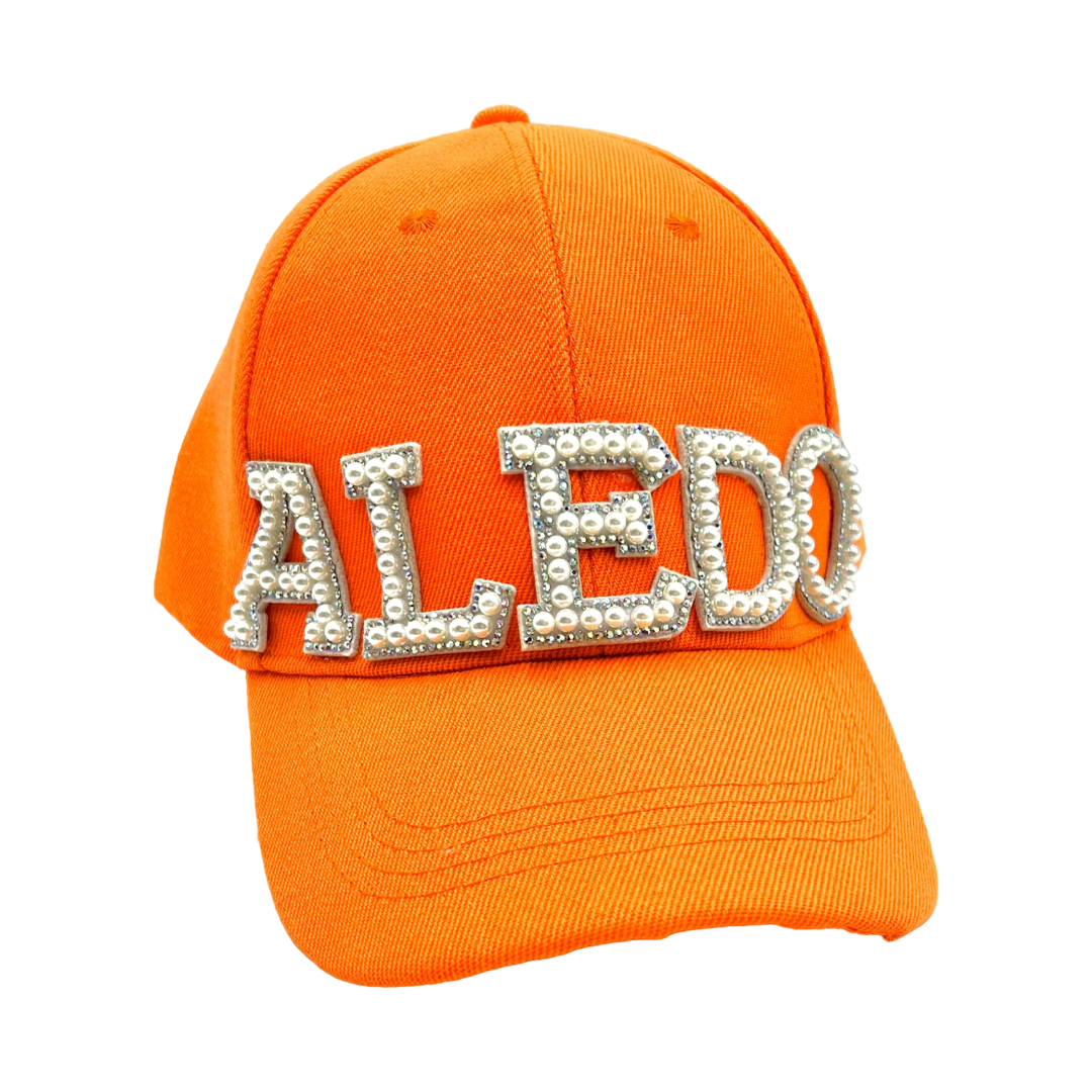 Aledo Pearl and Rhinestone Baseball Cap- Orange Classic Cap