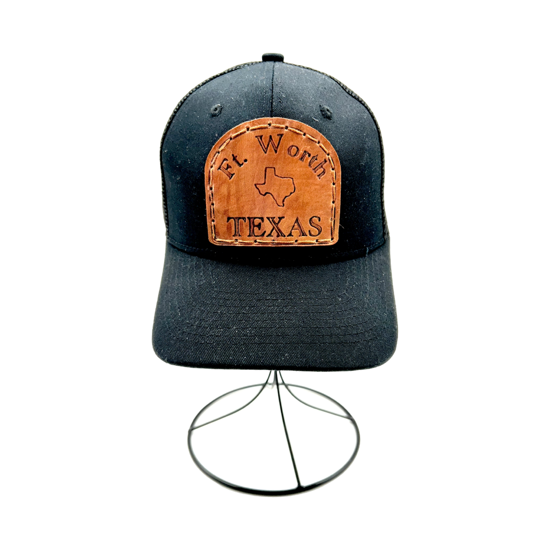 Fort Worth Leather Patch Hat- Black Classic Hat