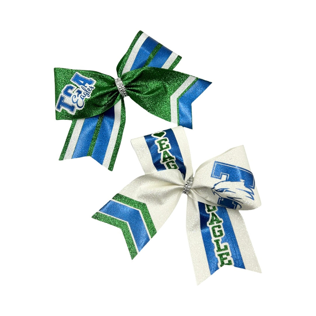 TCA Green Full Glitter Cheer Bow
