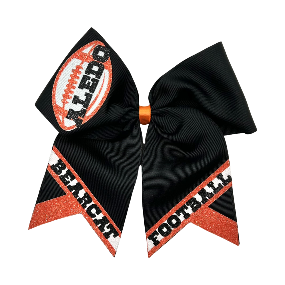 Aledo Black and Orange Glitter Football Bow