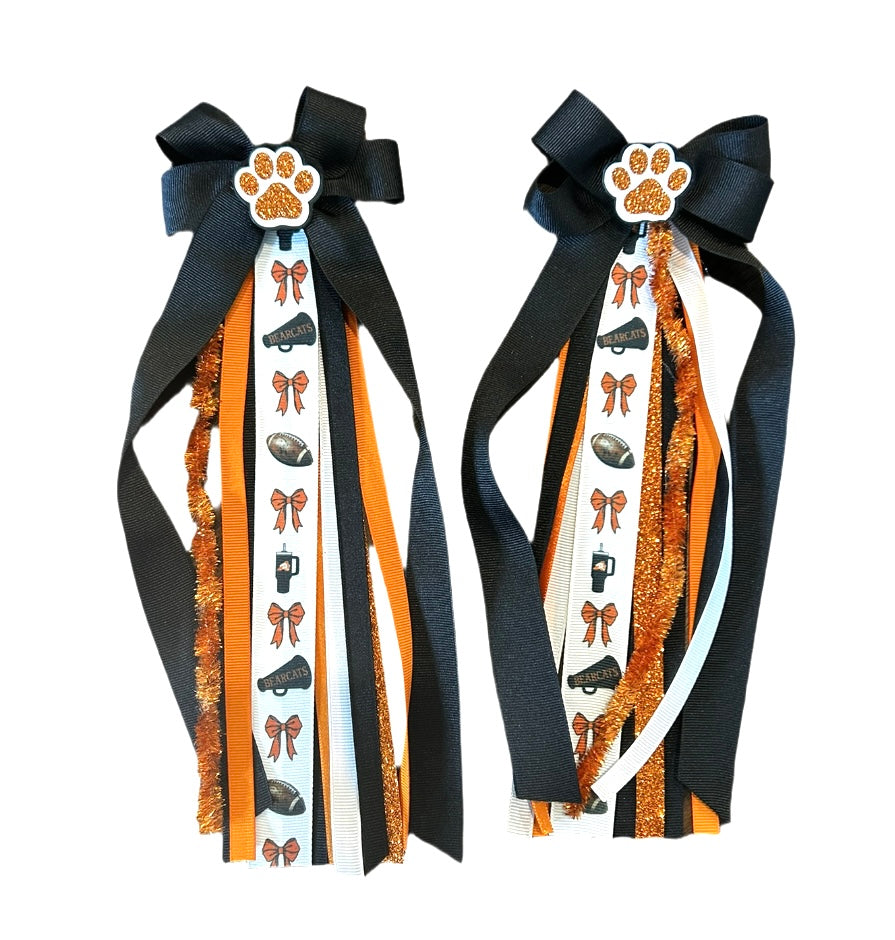 Boot Bows- Aledo Custom Ribbon Orange and Black