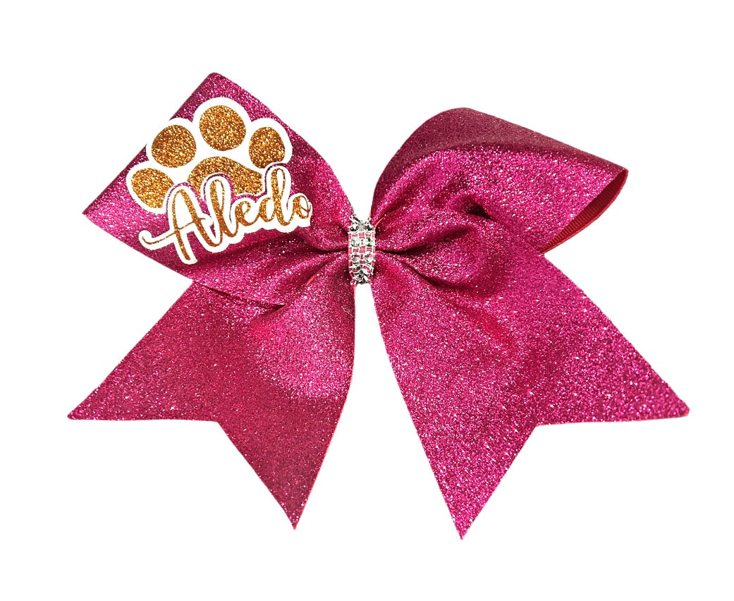 Aledo Glitter Pink Out Cheer Hair Bow
