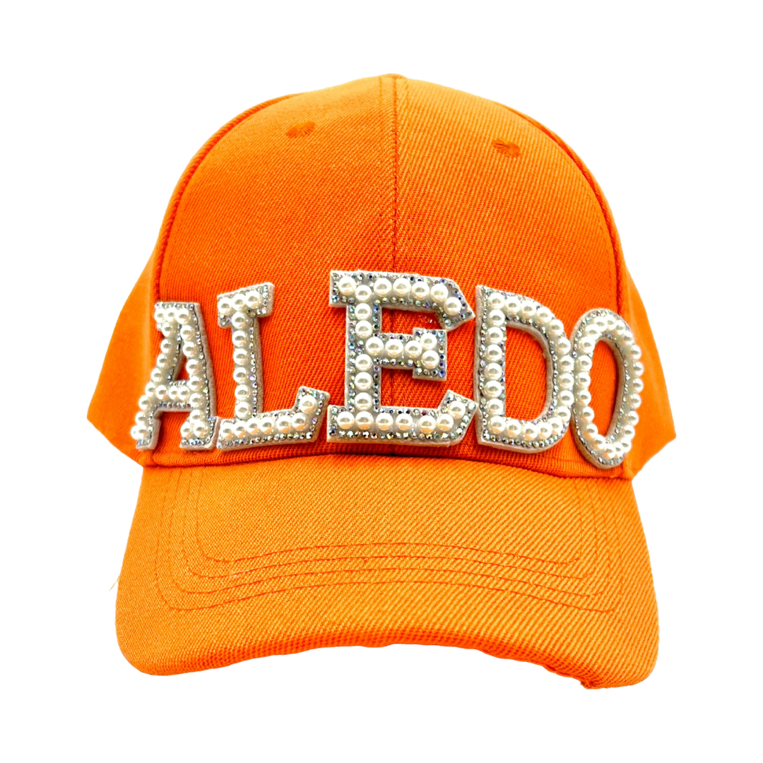 Aledo Pearl and Rhinestone Baseball Cap- Orange Classic Cap
