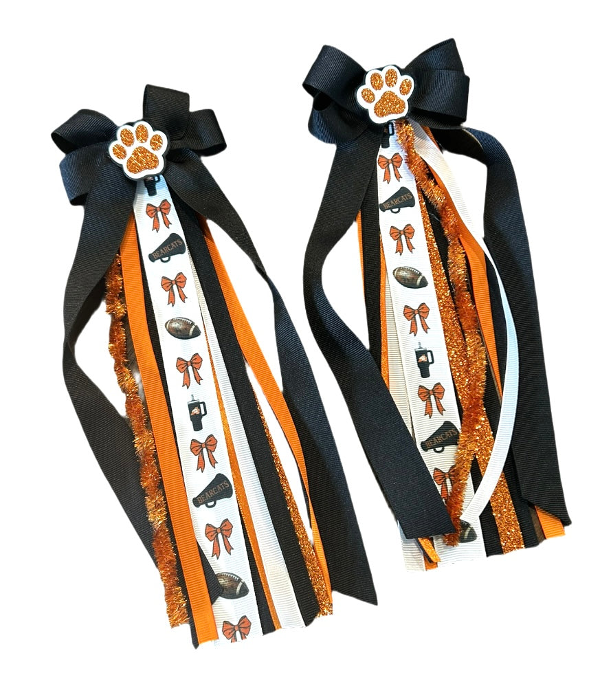 Boot Bows- Aledo Custom Ribbon Orange and Black
