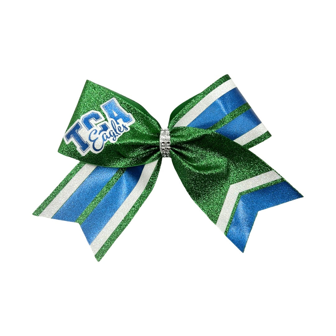 TCA Green Full Glitter Cheer Bow