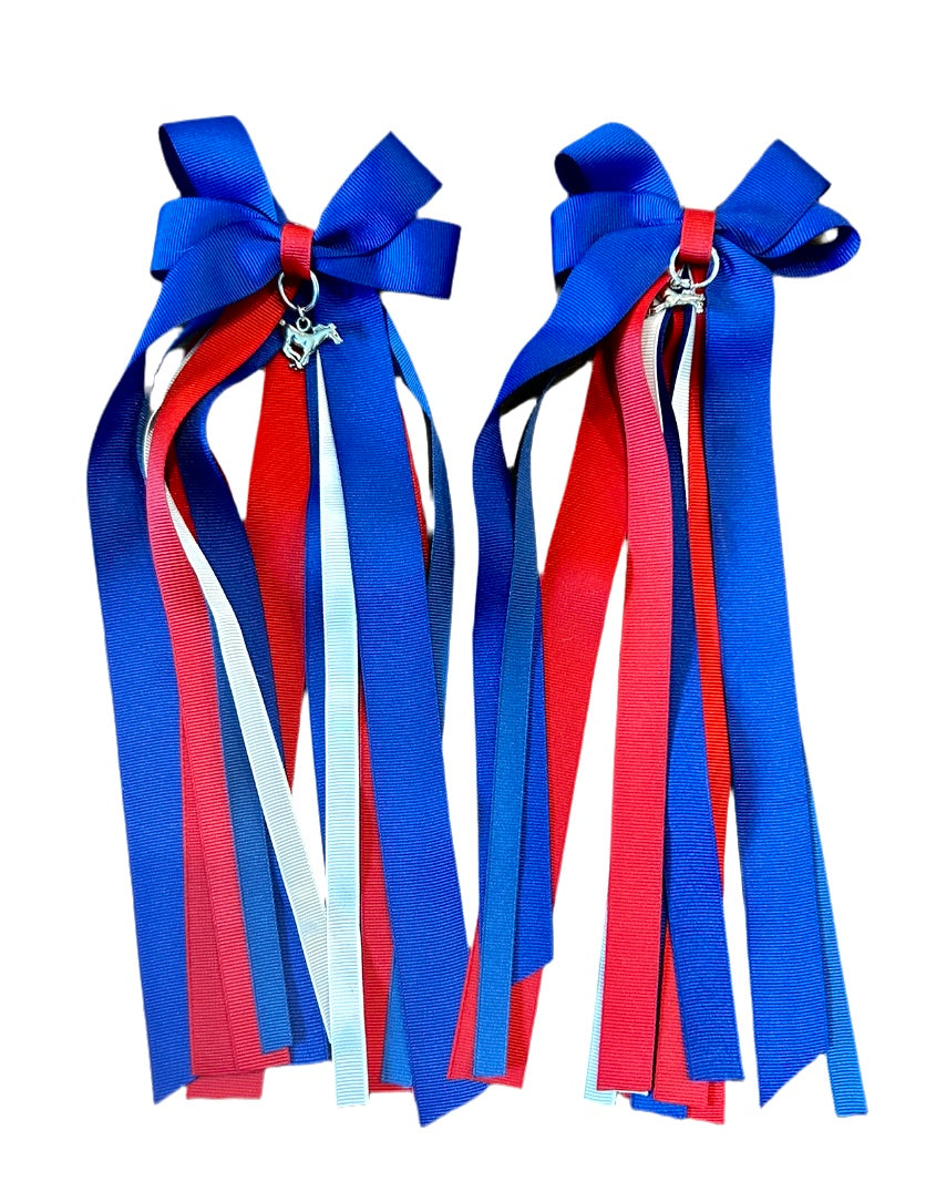 Boot Bows- Blue and Red SMU Charm