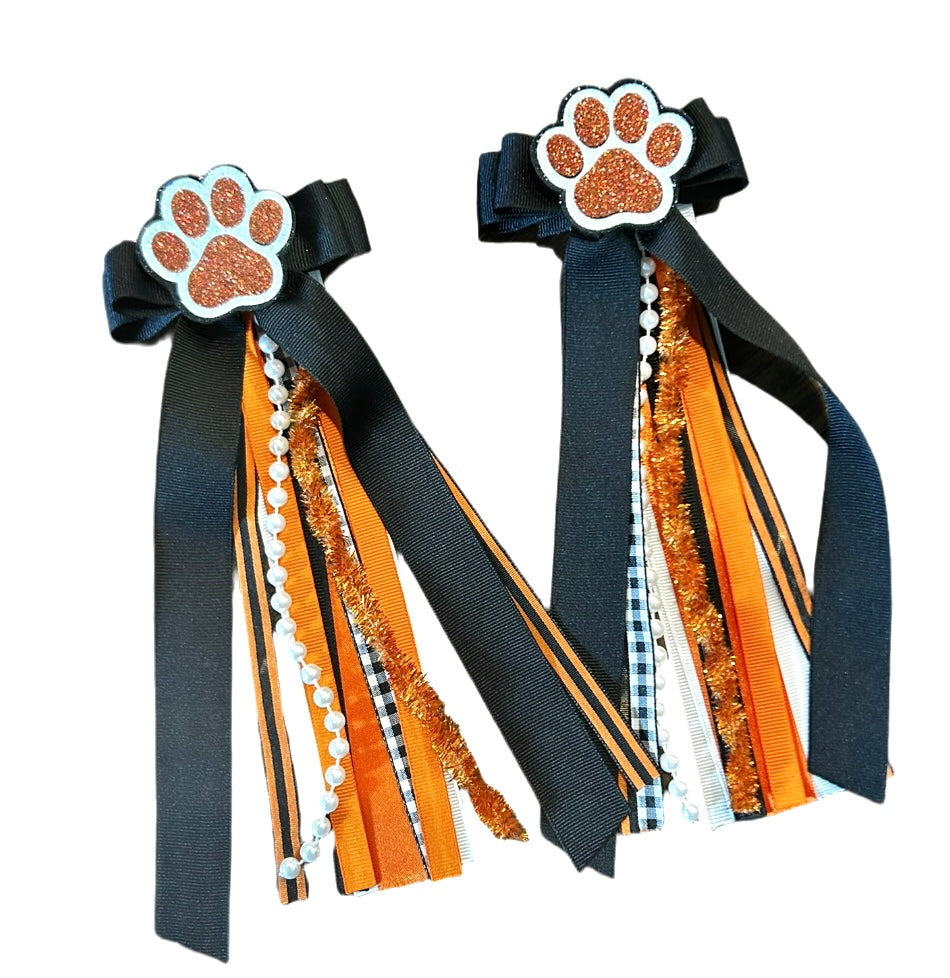 Boot Bows- Aledo Orange and Black