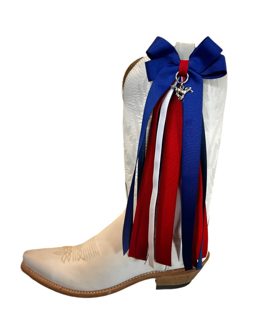Boot Bows- Blue and Red SMU Charm