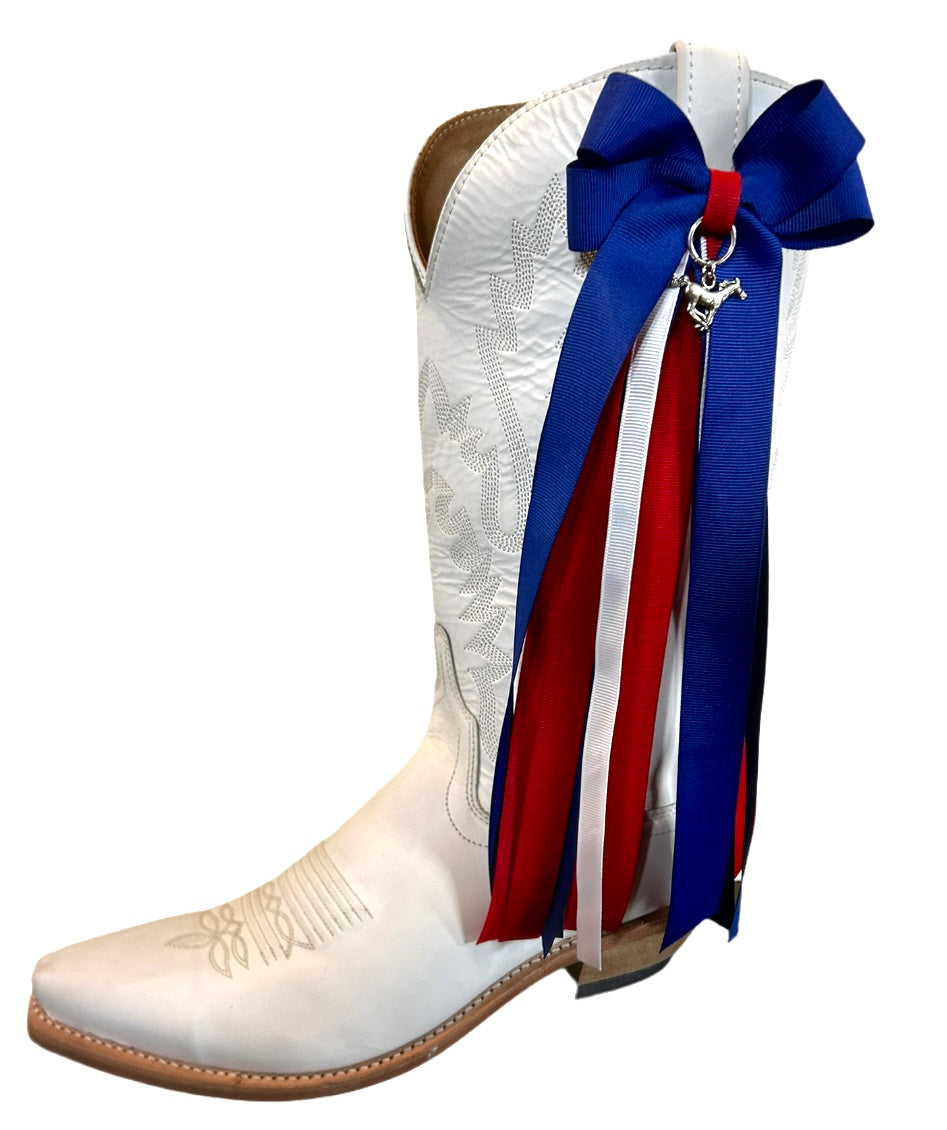 Boot Bows- Blue and Red SMU Charm