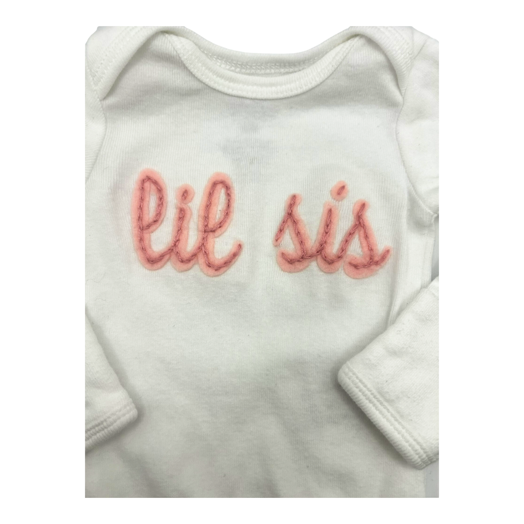 Custom Hand Embroidered Onesie- Lil Sis