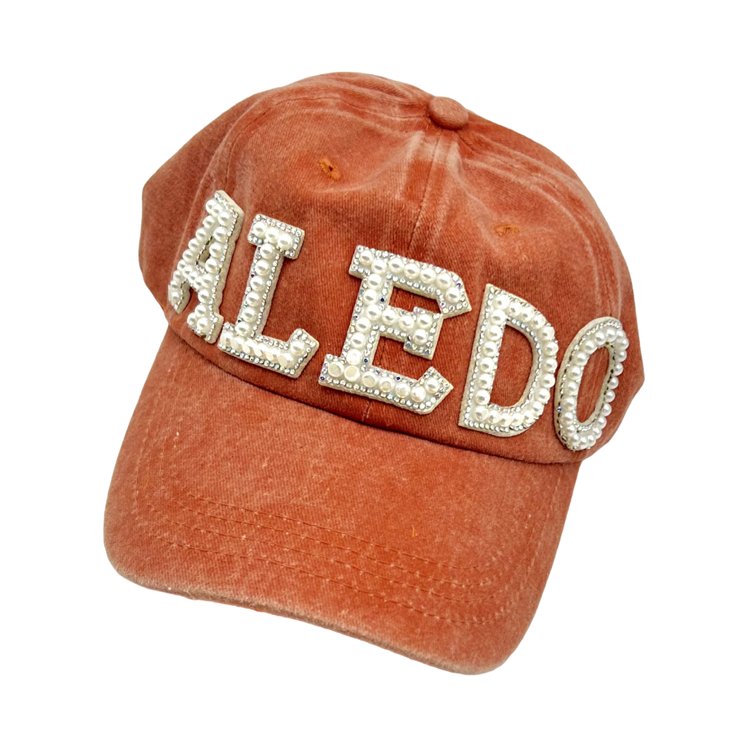 Aledo Pearl and Rhinestone Baseball Cap- Orange Classic Cap