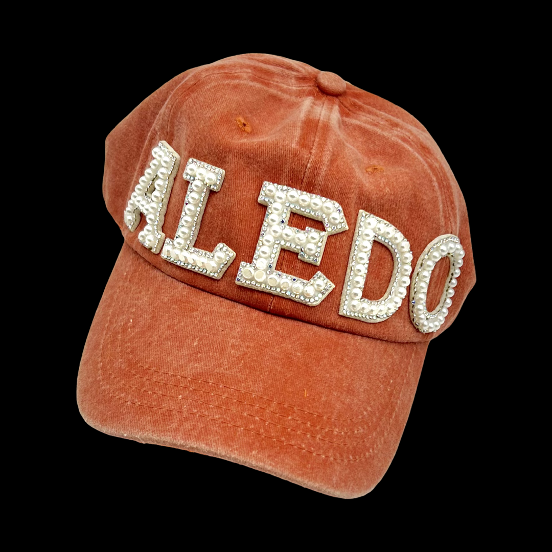 Aledo Pearl and Rhinestone Baseball Cap- Orange Classic Cap