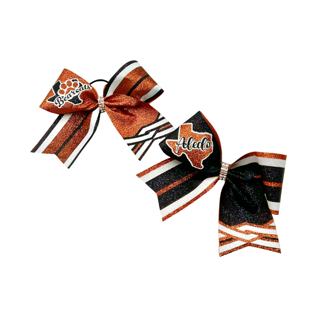 Aledo Texas Full Glitter Black Cheer Bow