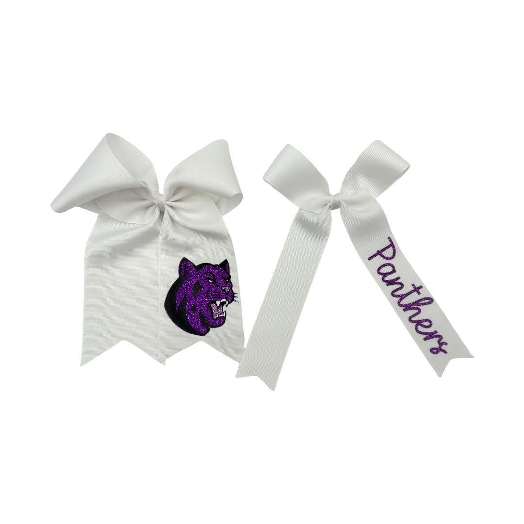 Paschal Panthers Large White Glitter Bow