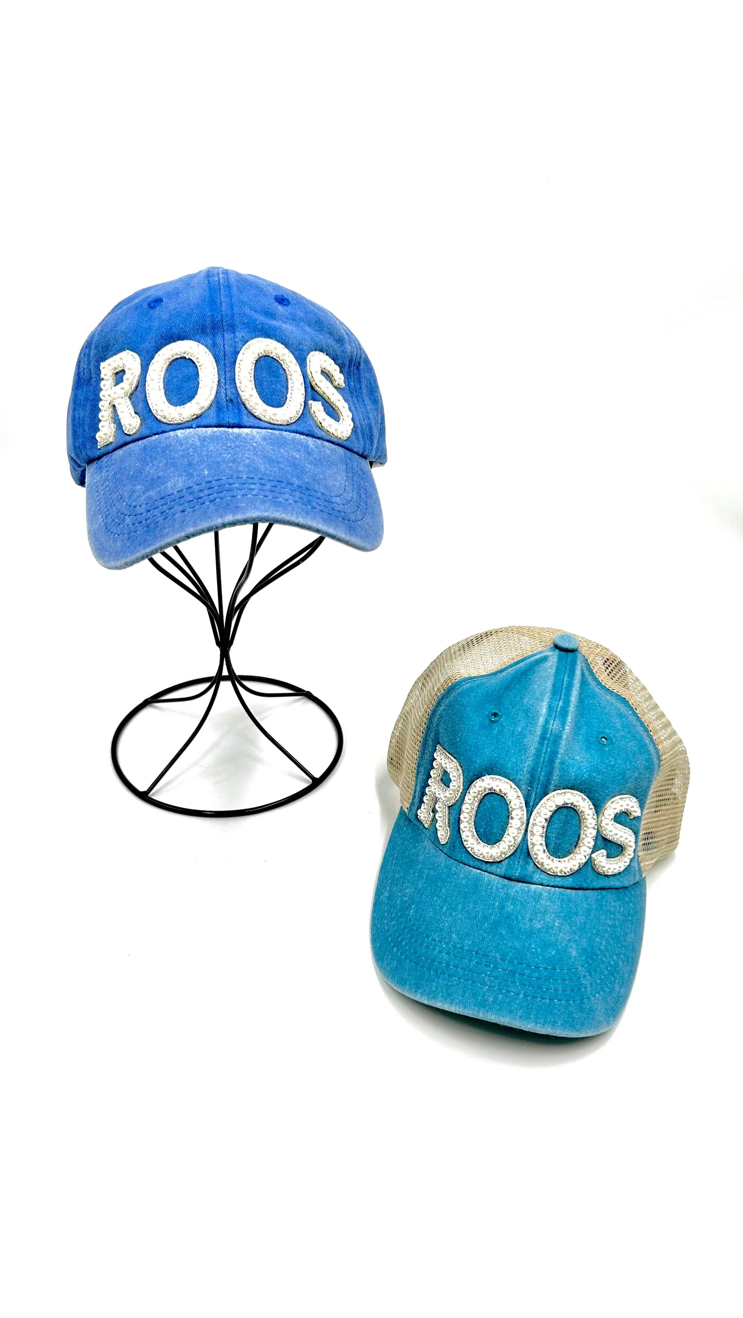 Weatherford Roos Pearl and Rhinestone Washed Blue Cap